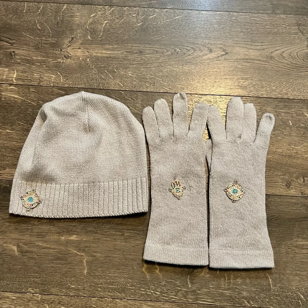 Carol Brodie Evil Eye‎ Hat and Gloves Set
